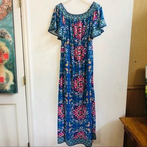 Flying Tomato blue print maxi dress